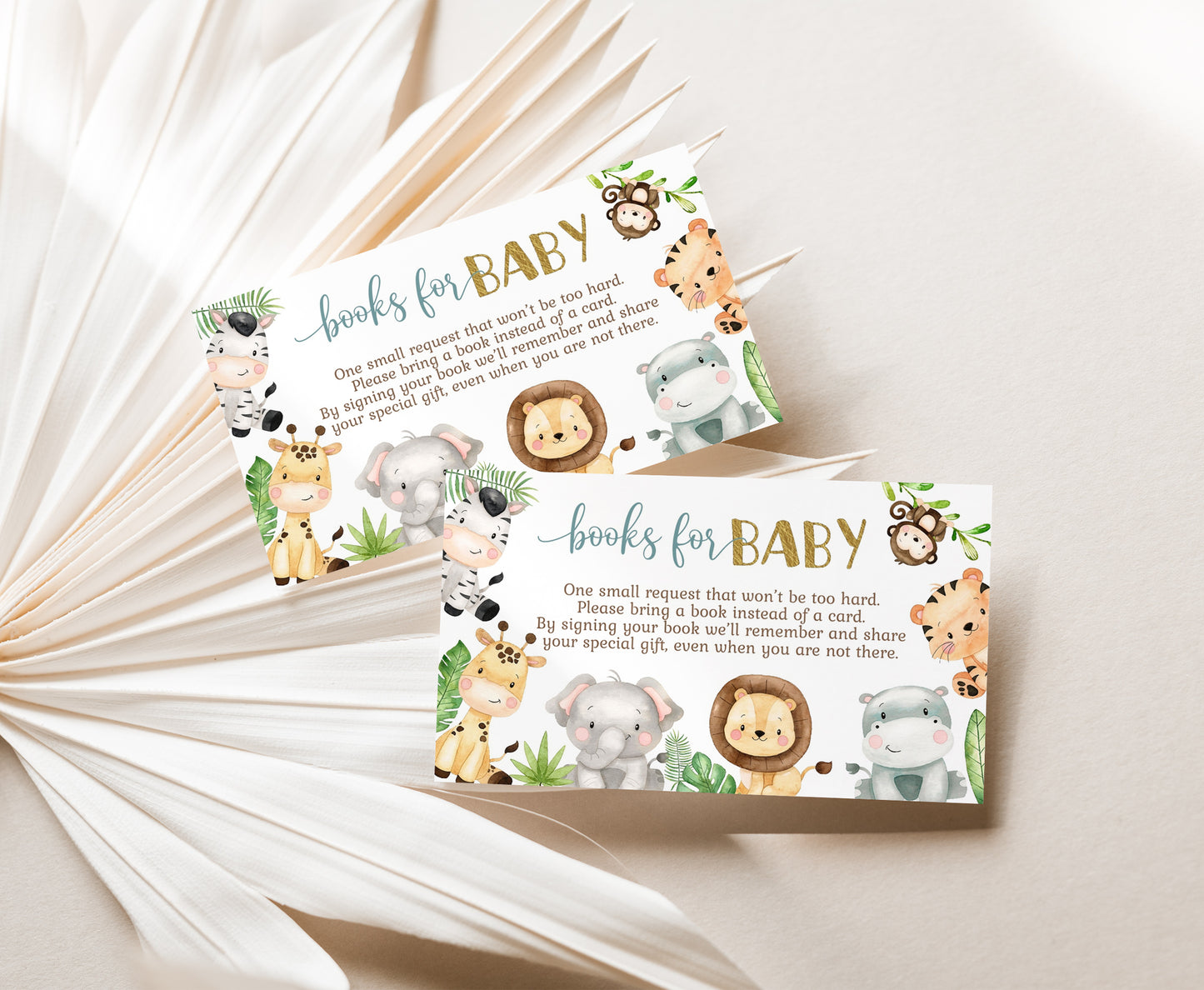 Safari Books For Baby Request Card | Jungle Baby Shower Invitation insert - 35E