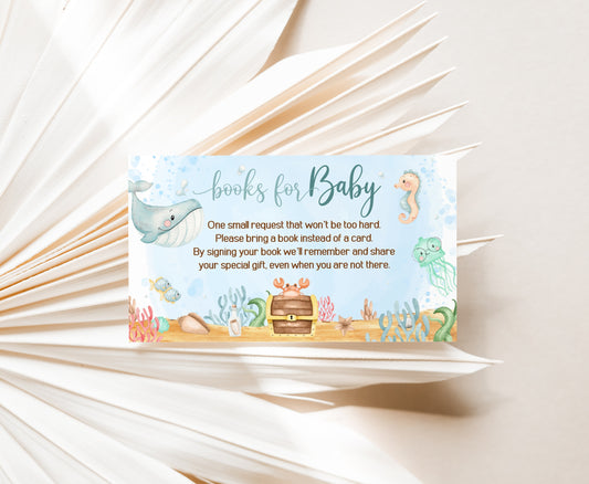 Under The Sea Books For Baby Request Card | Ocean Baby Shower Invitation insert - 44A