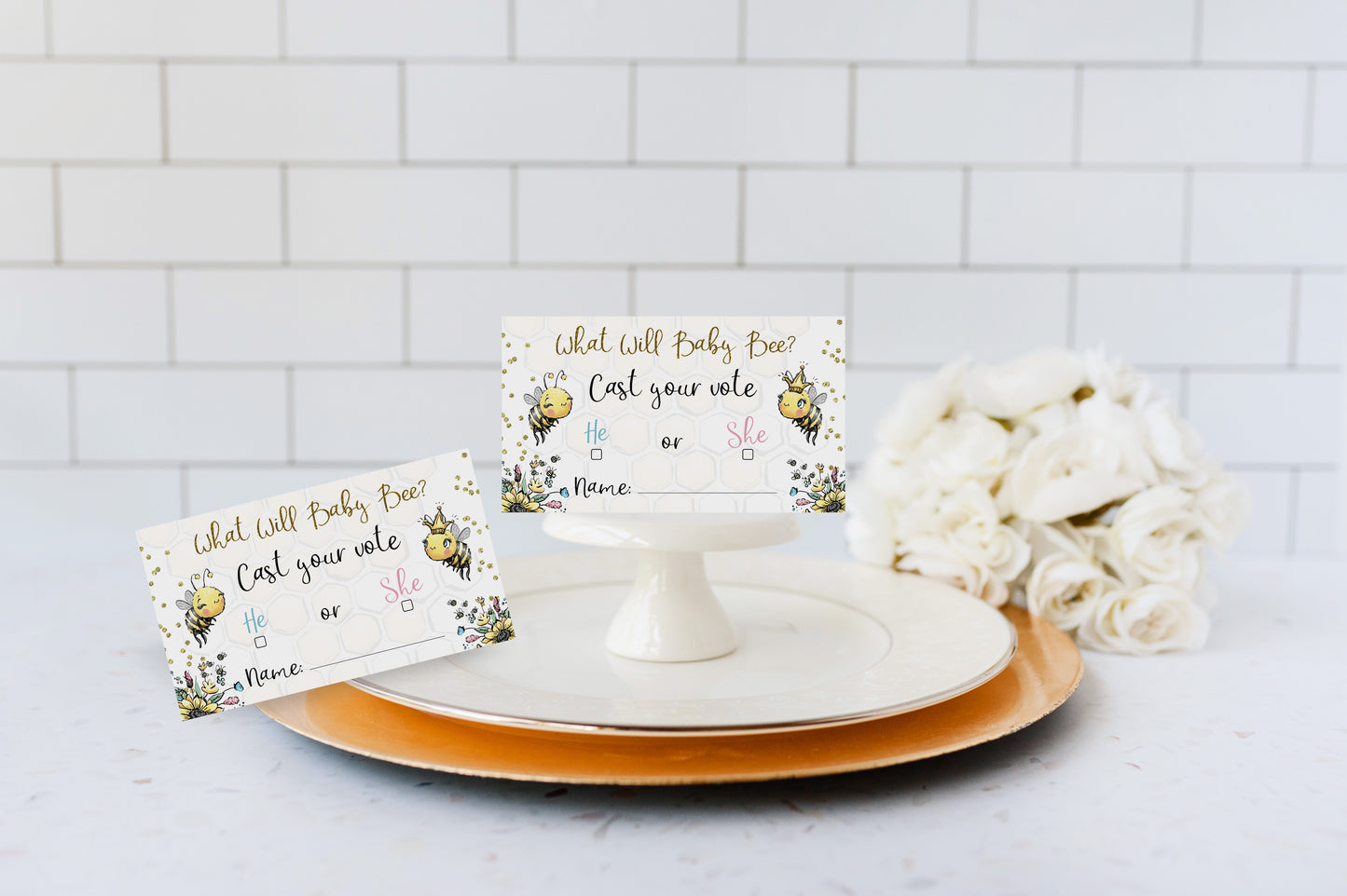 Honey Bee Cast Your Vote Cards Printable, Boy or Girl | Bee Gender Reveal Game - 61A
