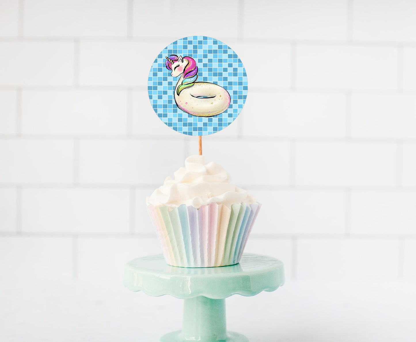 Summer Cupcake Toppers | Swimming Pool Party Theme Decorations - 40C