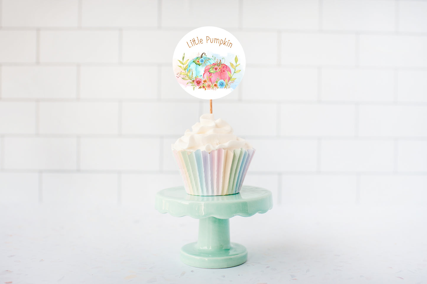 Pumpkin Gender Reveal Cupcake Toppers | Fall He or She Cupcake Picks - 30A