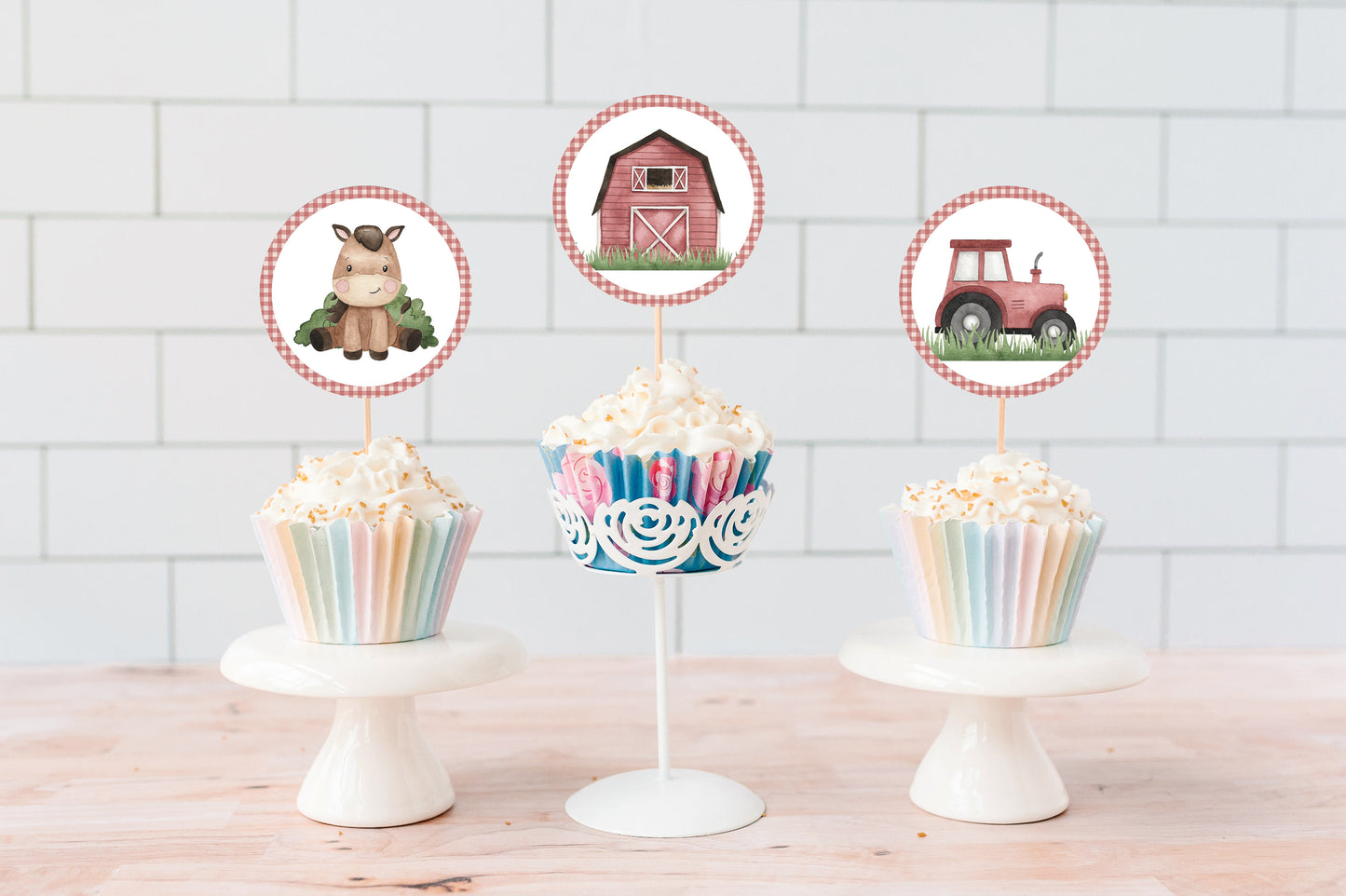 Farm Cupcake Toppers | Barnyard Themed Party Cupcake Picks - 11A