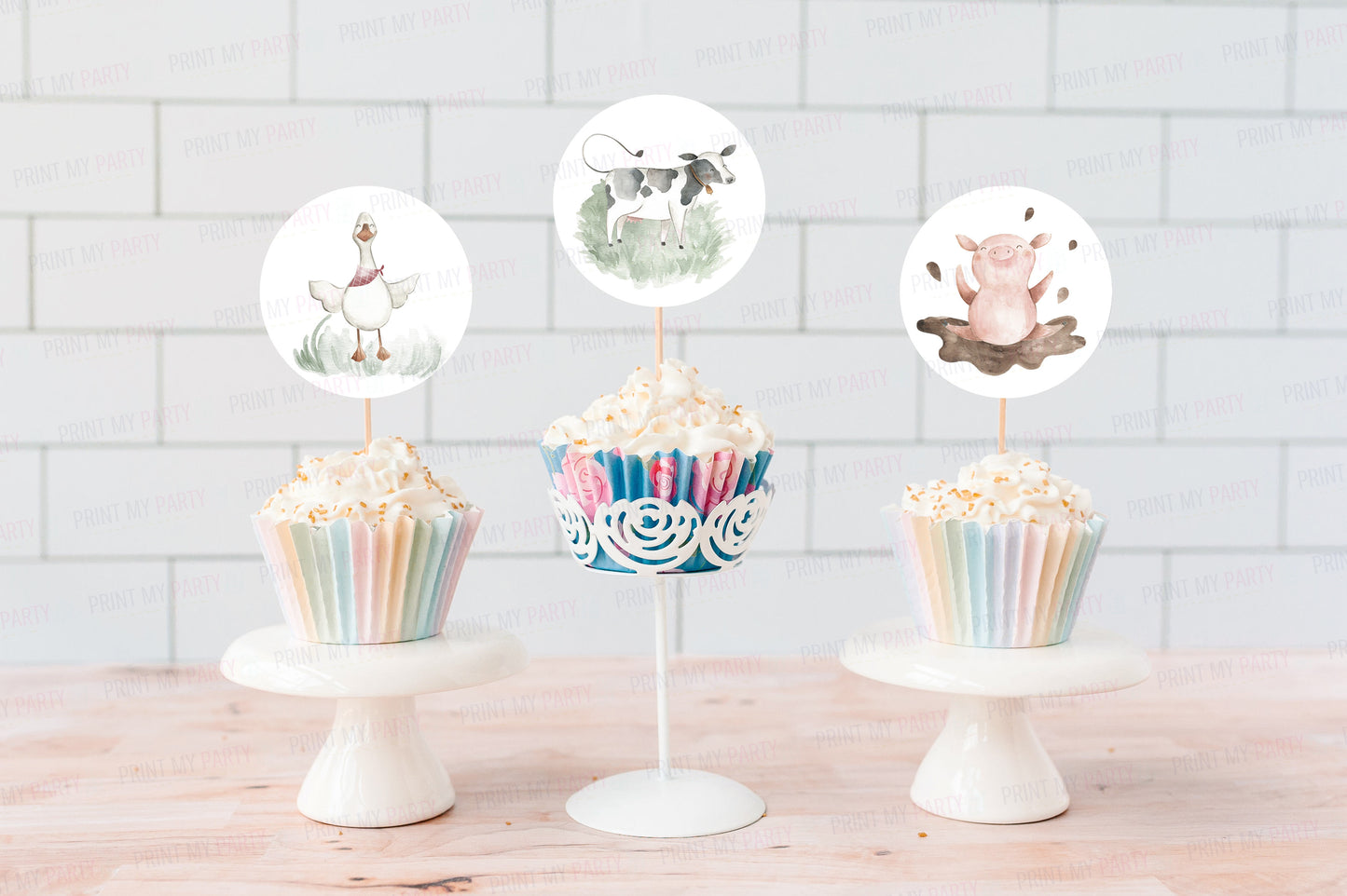 Farm Cupcake Toppers | Barnyard Themed Party Cupcake Picks - 11B