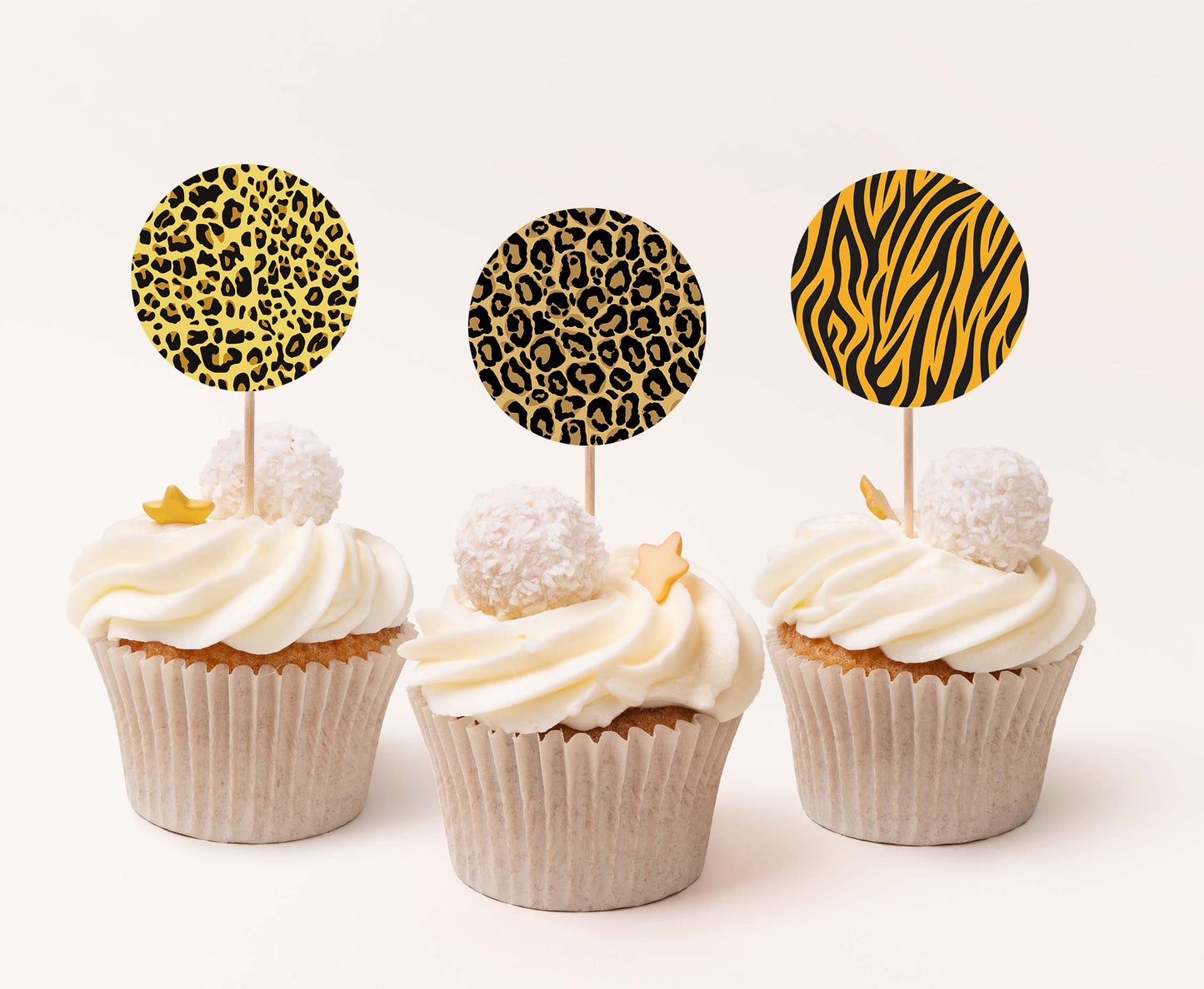 Animal print Cupcake Toppers | Safari Themed Birthday Cupcake Picks - 35H