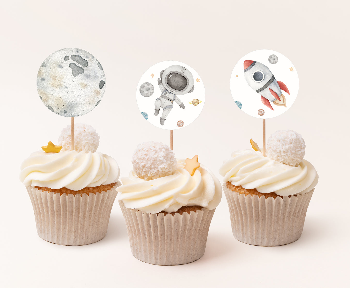 Astronaut Cupcake Toppers | Outer Space Themed Cupcake Picks - 39C