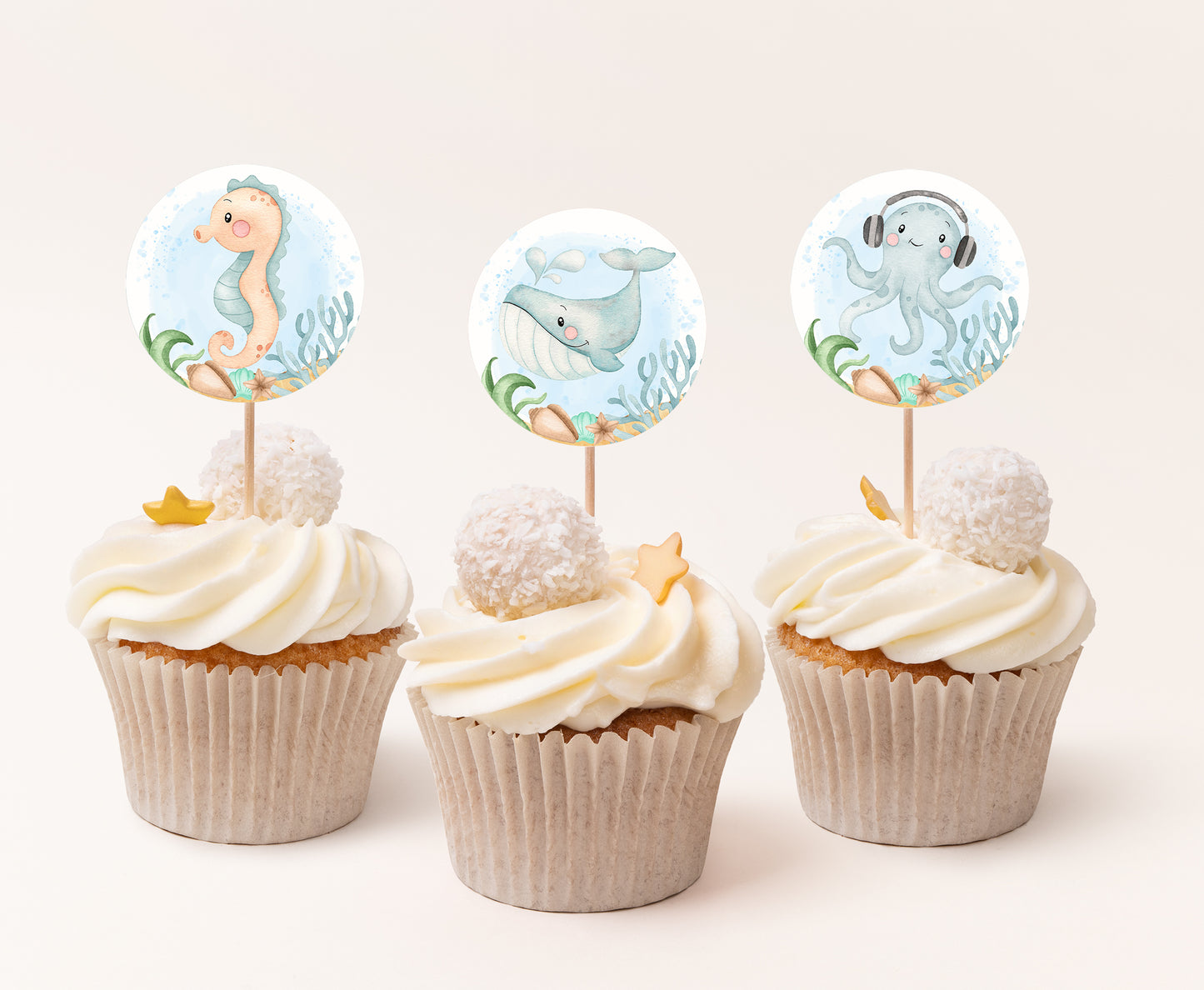 Under the Sea Cupcake Toppers | Ocean Themed Party Decorations - 44A