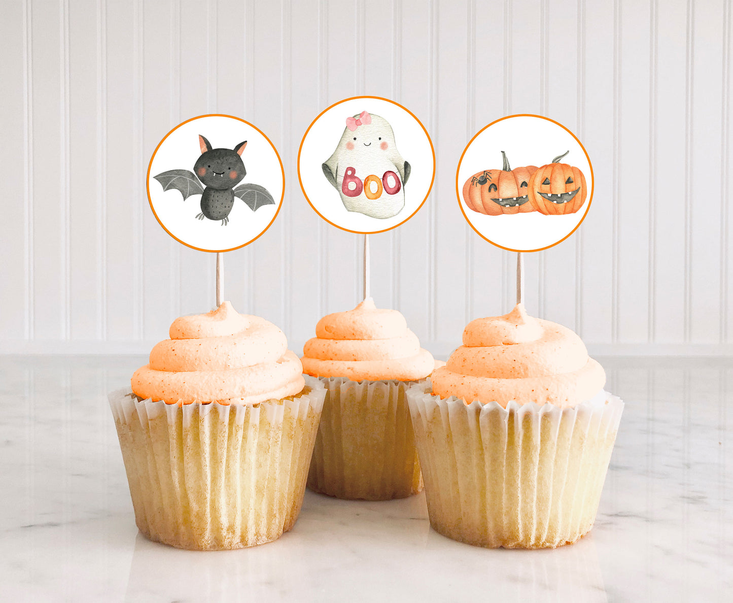 Girl Ghost Cupcake Toppers | Halloween Themed Birthday Cupcake Picks - 115L