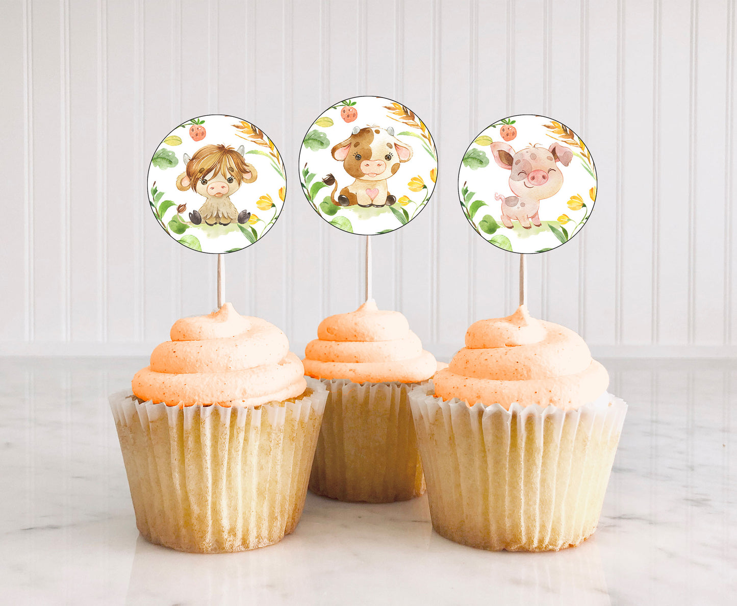 Farm Cupcake Toppers | Barnyard Themed Party Cupcake Picks - 11D