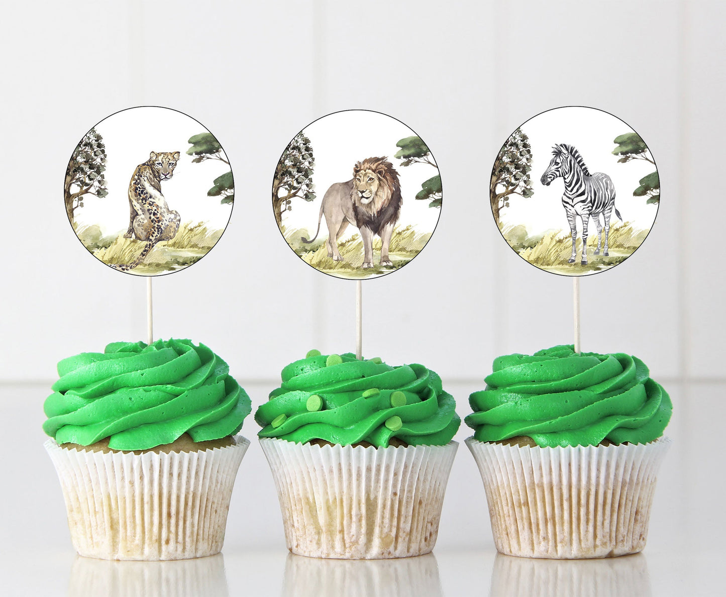 Wild One Safari Cupcake Toppers | Safari first Birthday Cupcake Picks - 35I