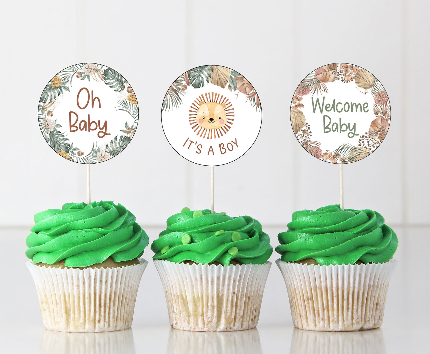 Boho Lion Cupcake Toppers | Safari Themed Party Decorations - 35L