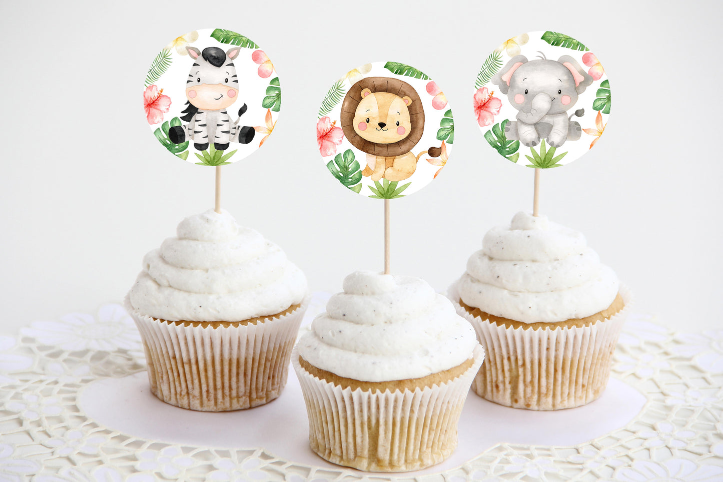 Girl Safari Cupcake Toppers | Jungle Themed Party Decorations - 35E