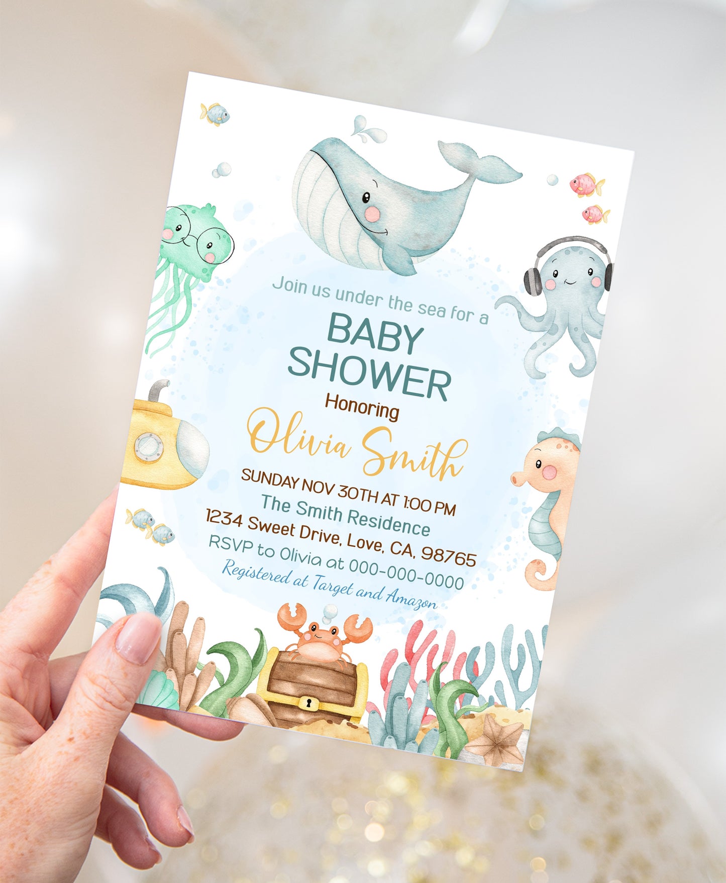 Under the Sea Baby Shower Invitation | Editable Sea Baby Shower Invite - 44A