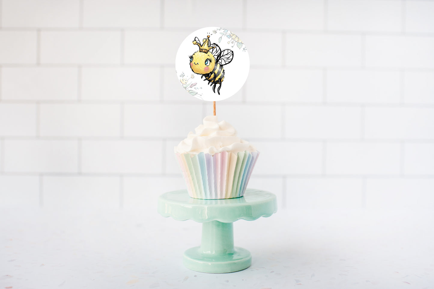 What Will Baby Bee Gender Reveal Cupcake Toppers | Bee He or She Cupcake Picks - 61A