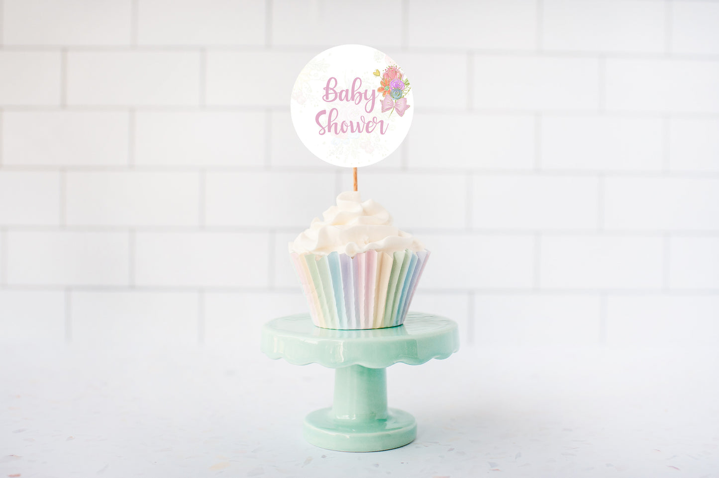 Bunny Baby Shower Cupcake Toppers | Girl Baby Shower Themed Cupcake Picks - 62A