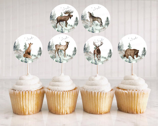 Woodland Animals Cupcake Toppers | Forest Themed Party Cupcake Picks - 47H
