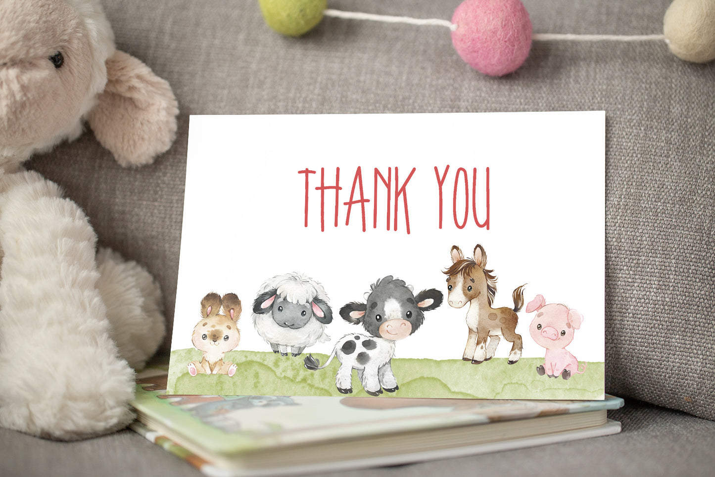 Farm Thank You Card | Barnyard Party Printables  - 11C1
