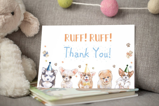 Dog Thank You Card | Puppy Birthday Party Printables - 72A