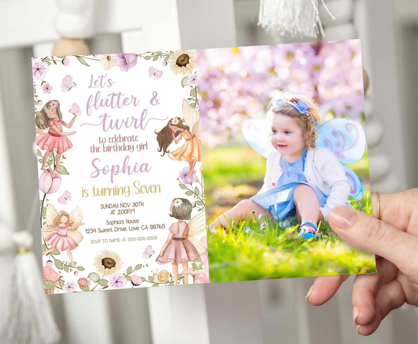 Editable Fairy Photo Invitation | Fairy Garden Birthday Invite - 10A