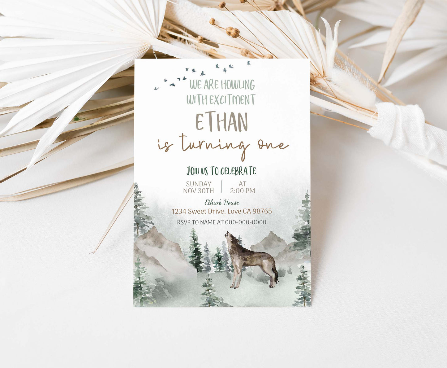 Wolf Party Invitation | Editable Forest Birthday Invite - 47H