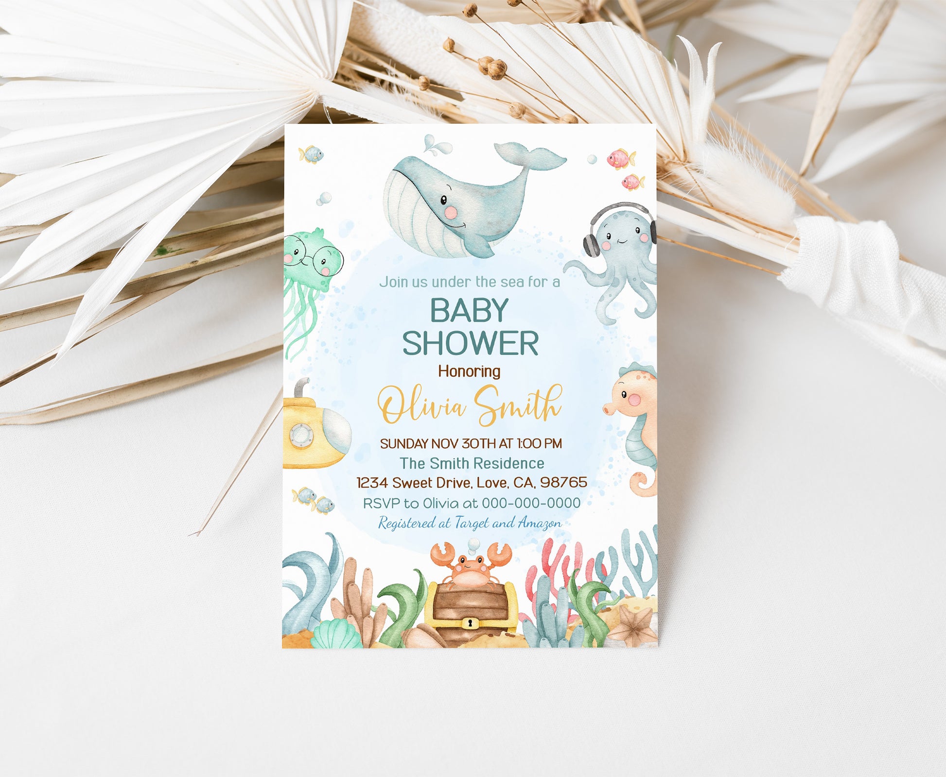 Under the Sea Baby Shower Invitation  Editable Sea Baby Shower Invite –  Print My Party