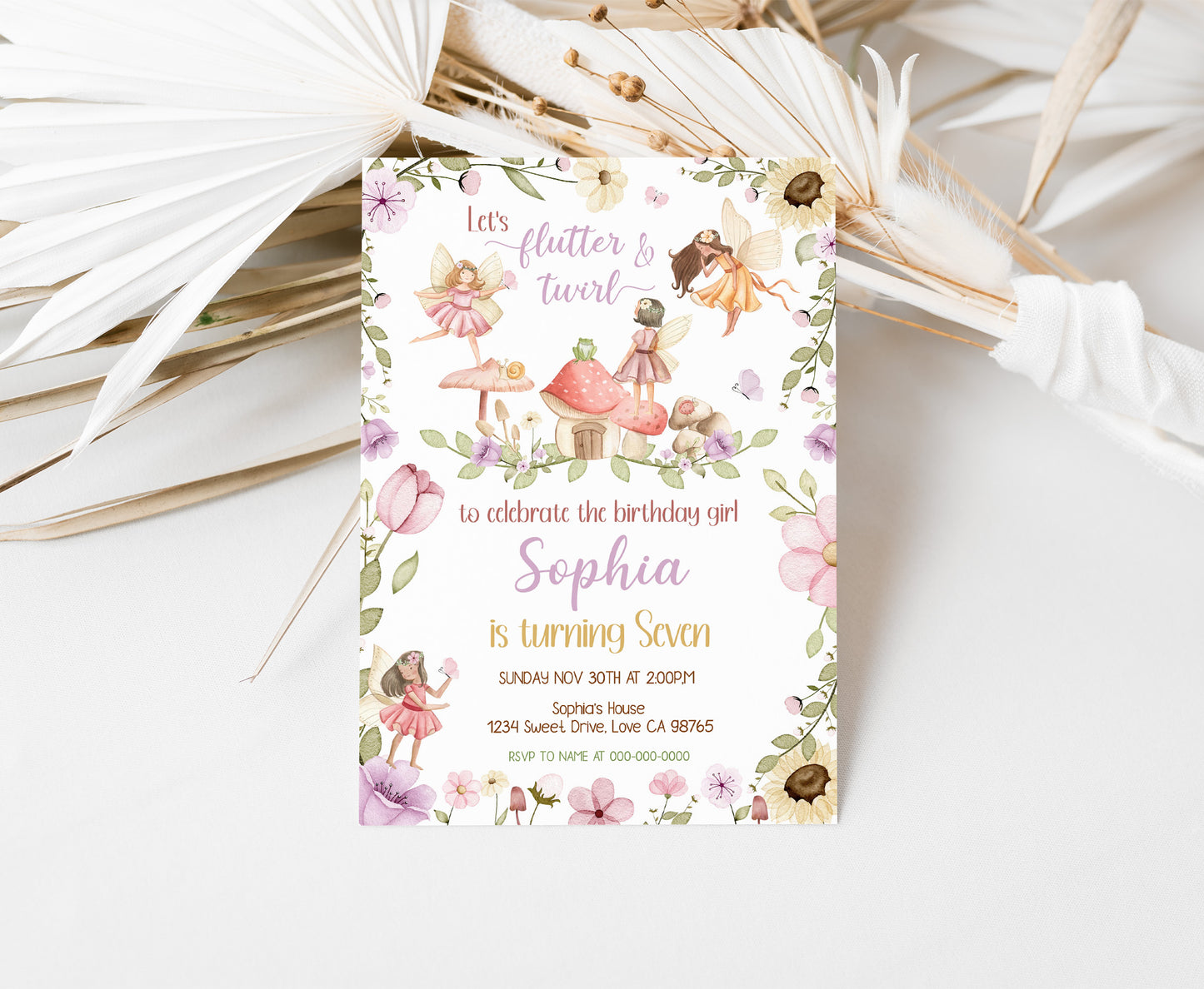 Magical Fairy Birthday Invitation | Editable Fairy Garden Party Invite -10A