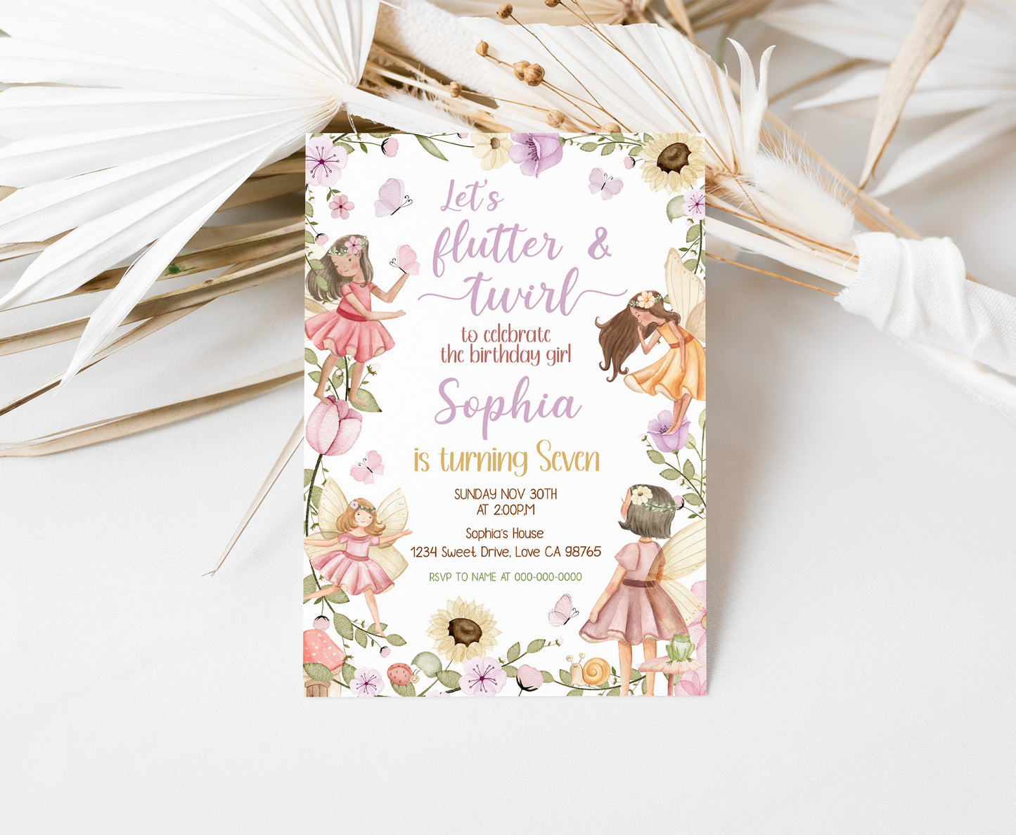 Fairy Birthday Invitation | Editable Fairy Garden Party Invite -10A