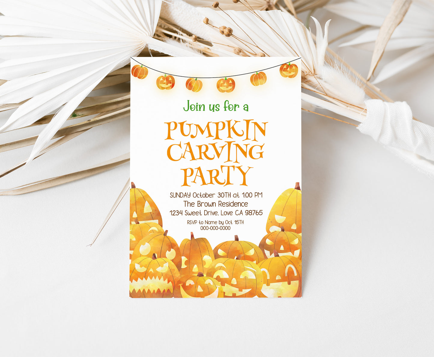 Pumpkin Carving party invitation | Editable Halloween Birthda Party - 115k