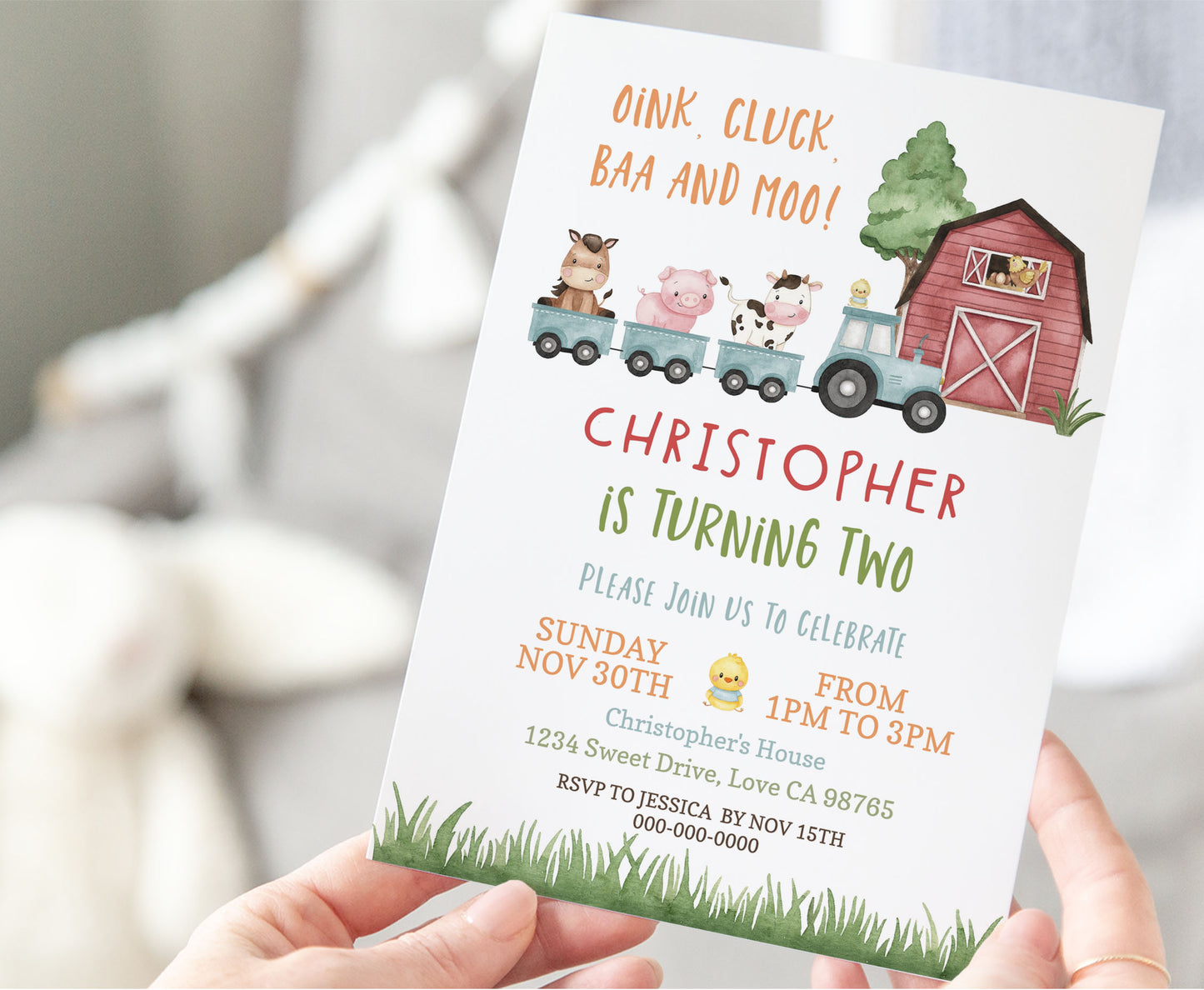 Train boy Birthday Invitation | Editable Farm Party Invite - 11A