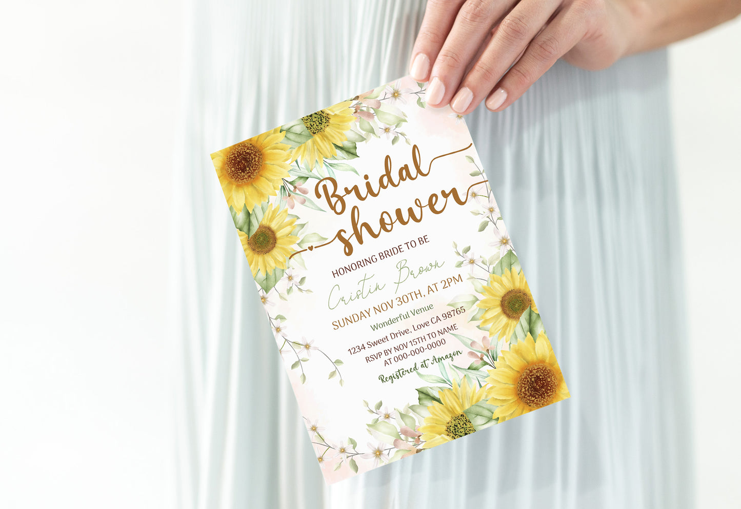 Sunflower Bridal shower invitation, Editable Yellow Floral Bride To Be Shower Invite - 56Aw