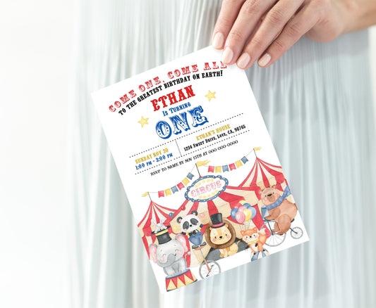 Circus Birthday Invitation | Editable Carnival Party Invite - 06A