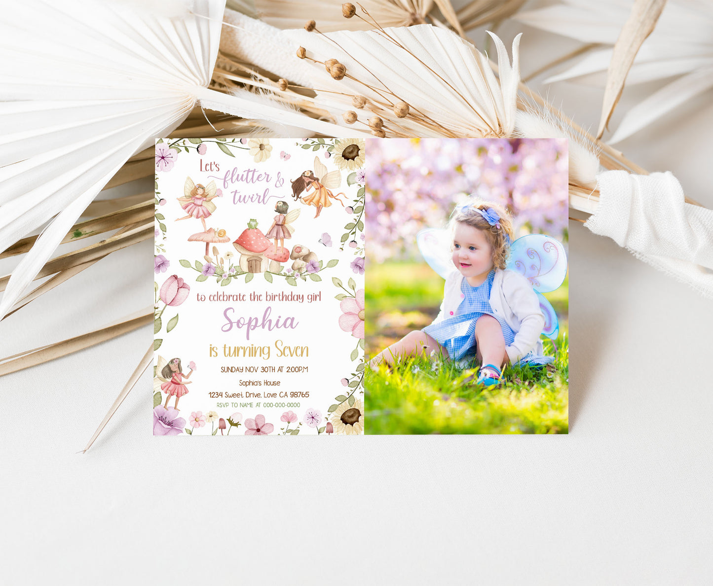 Editable Magical Fairy Photo Invitation | Fairy Garden Birthday Invite - 10A