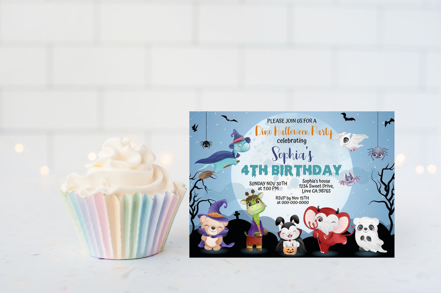 Editable Halloween Birthday Invitation | Woodland Animals Themed Party - 115F