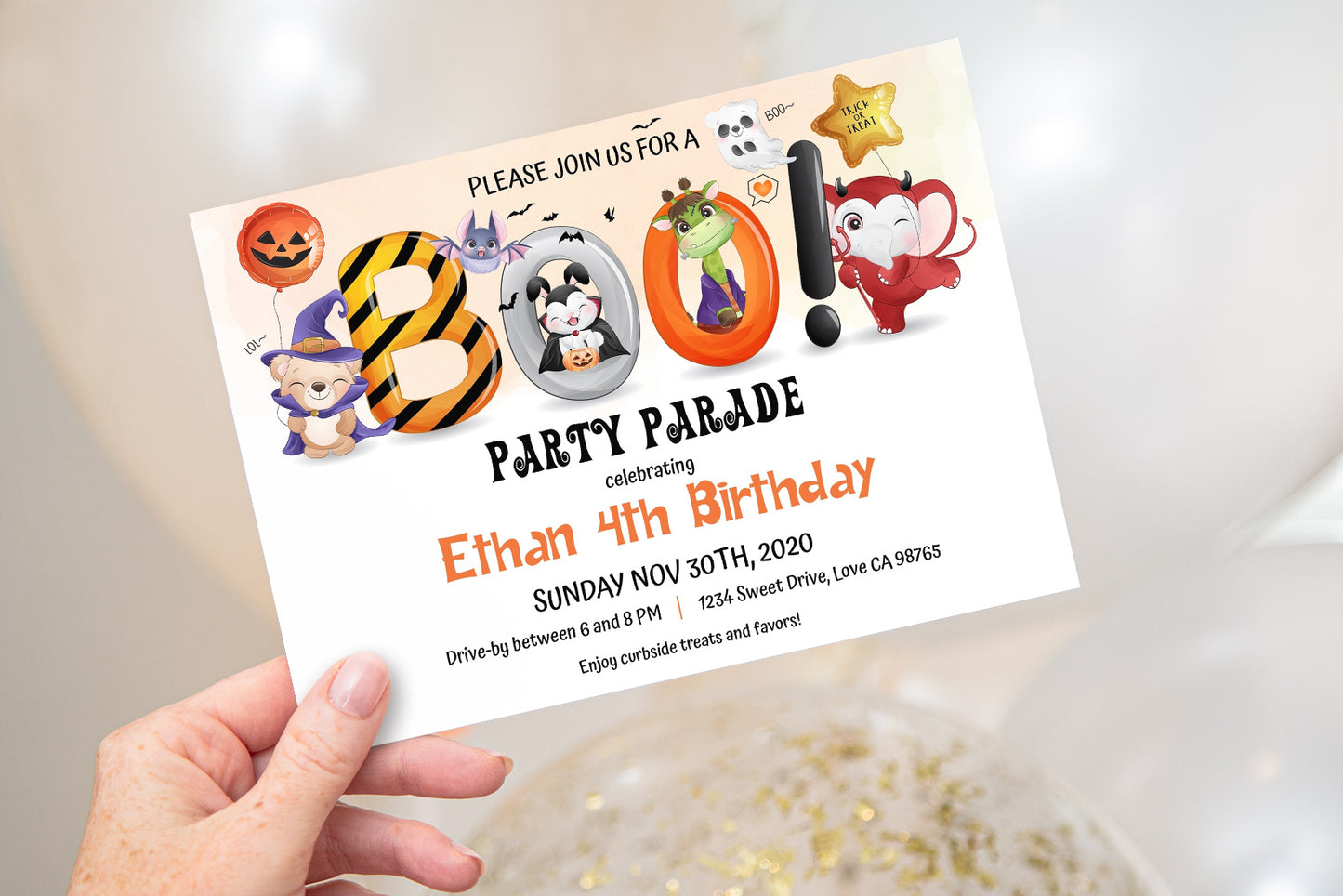 Editable Halloween Birthday Invitation | Woodland Party Theme - 115F