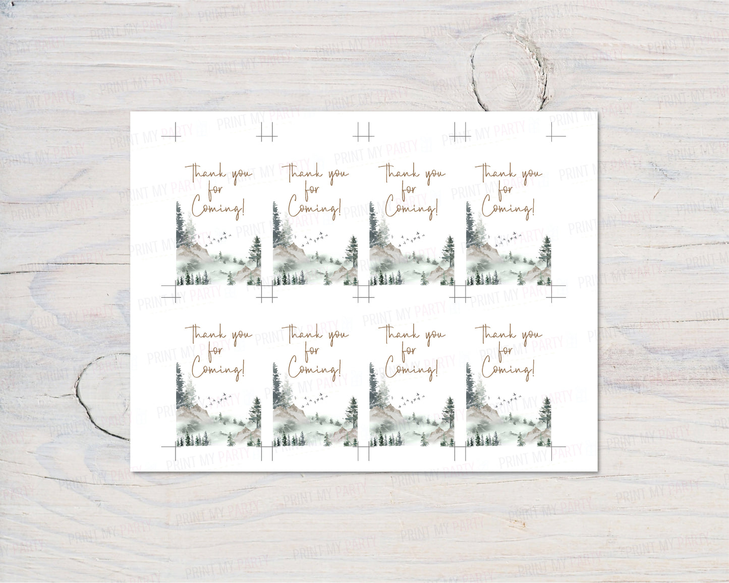 Mountains Thank You Tags | Woodland Party Favor Tags - 47H