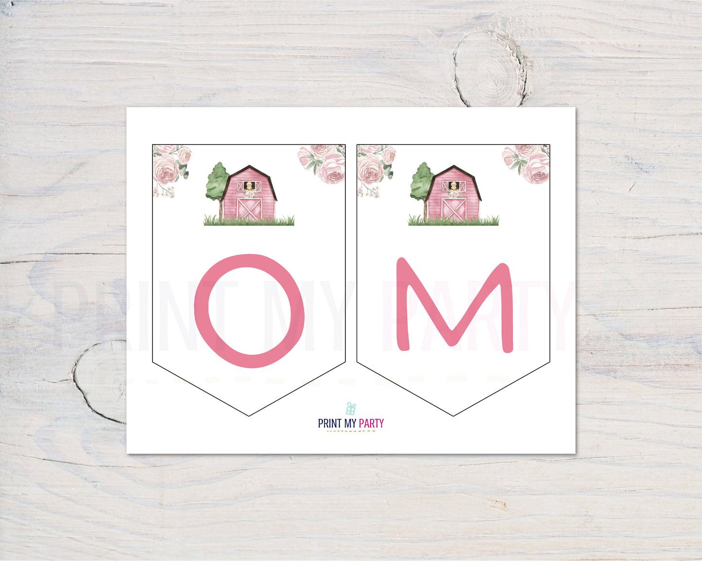 Floral Farm Welcome Baby Banner | Barnyard Girl Baby Shower Decorations - 11A