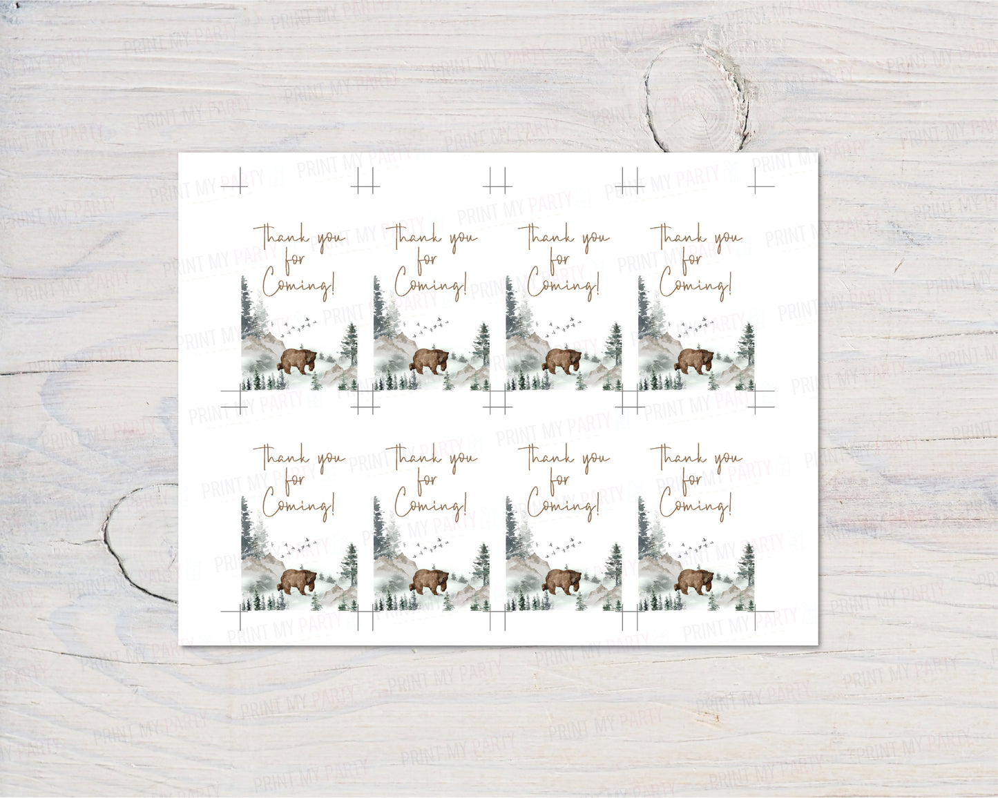 Forest Bear Thank You Tags | Woodland Party Favor Tags - 47H