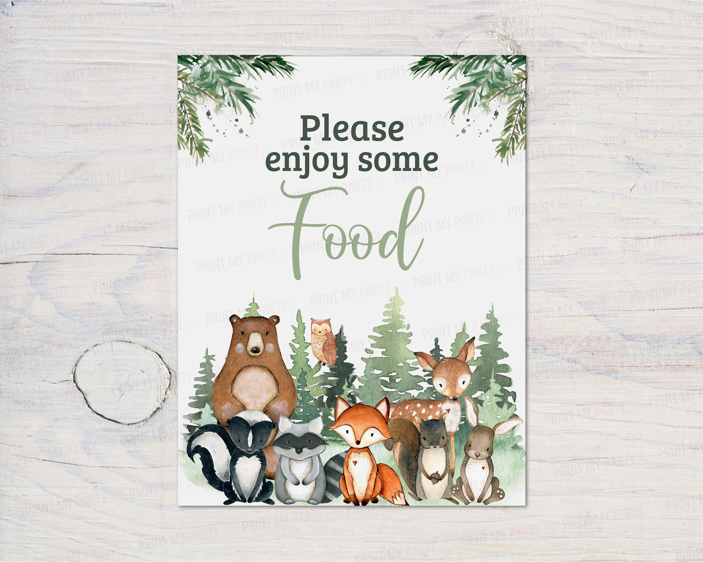 Woodland Food Sign | Forest Animals Party Table Decorations - 47J2