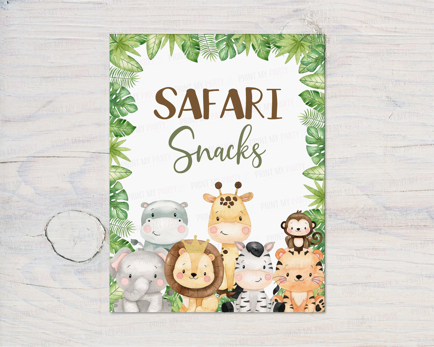 Safari Snacks Sign | Jungle Animals Party Table Decorations - 35E