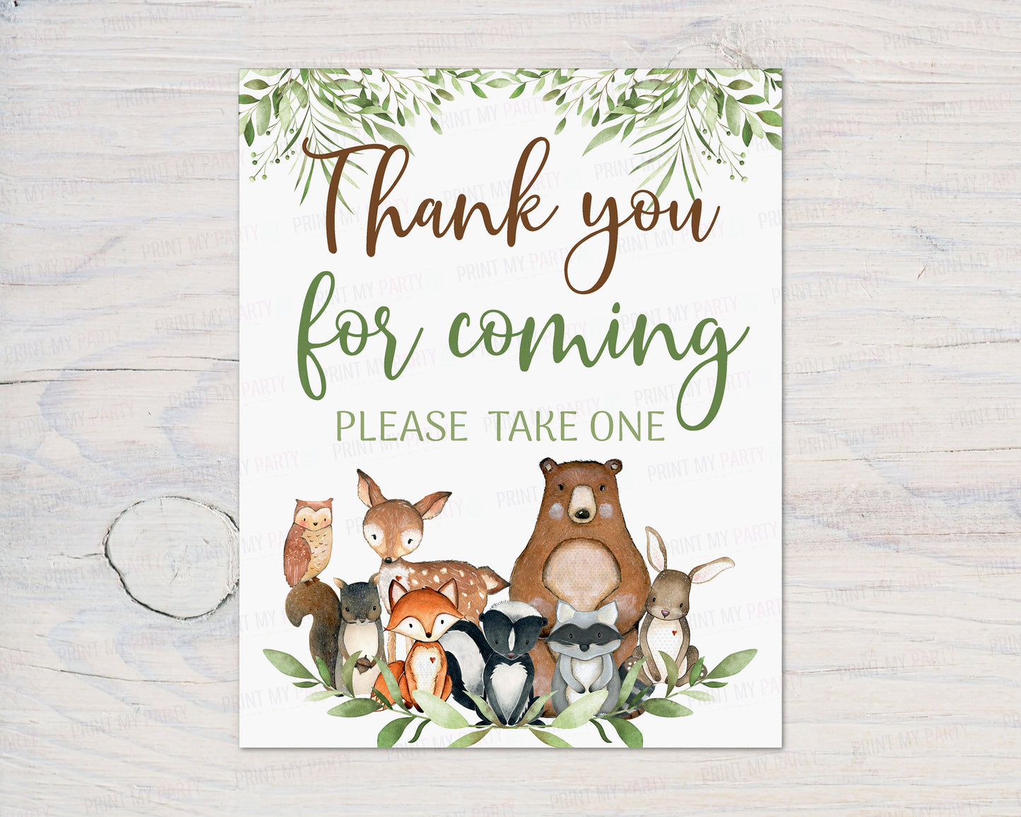 Woodland Thank You for Coming Sign | Forest Animals Party Decorations - 47J0