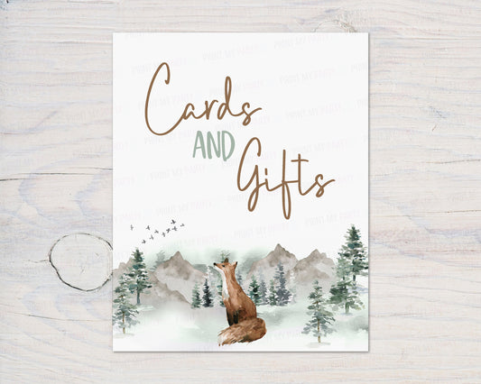 Cards and Gifts Sign Printable | Woodland Party Table Decoration - 47H