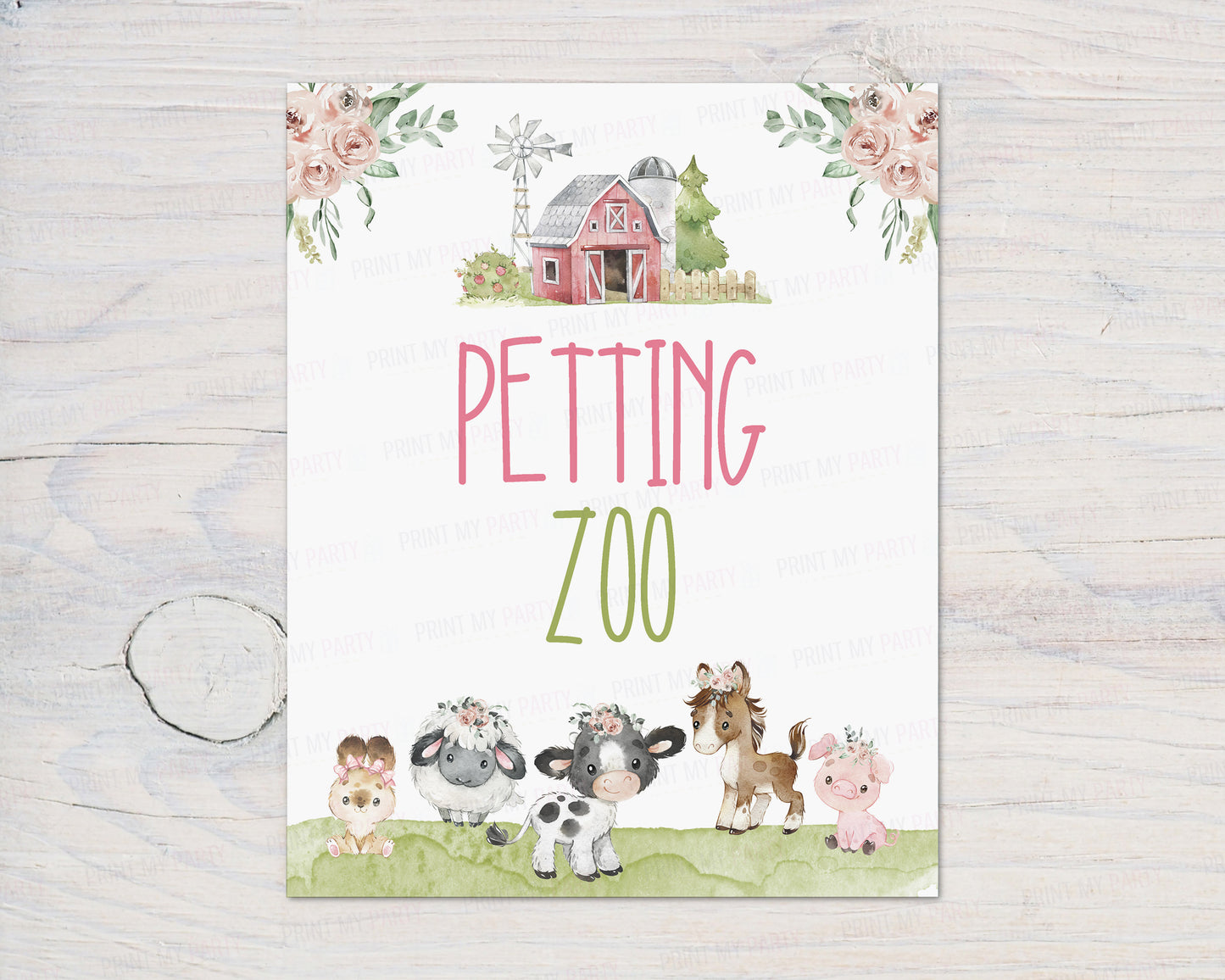 Petting Zoo Sign | Girl Farm Party Decorations - 11C1
