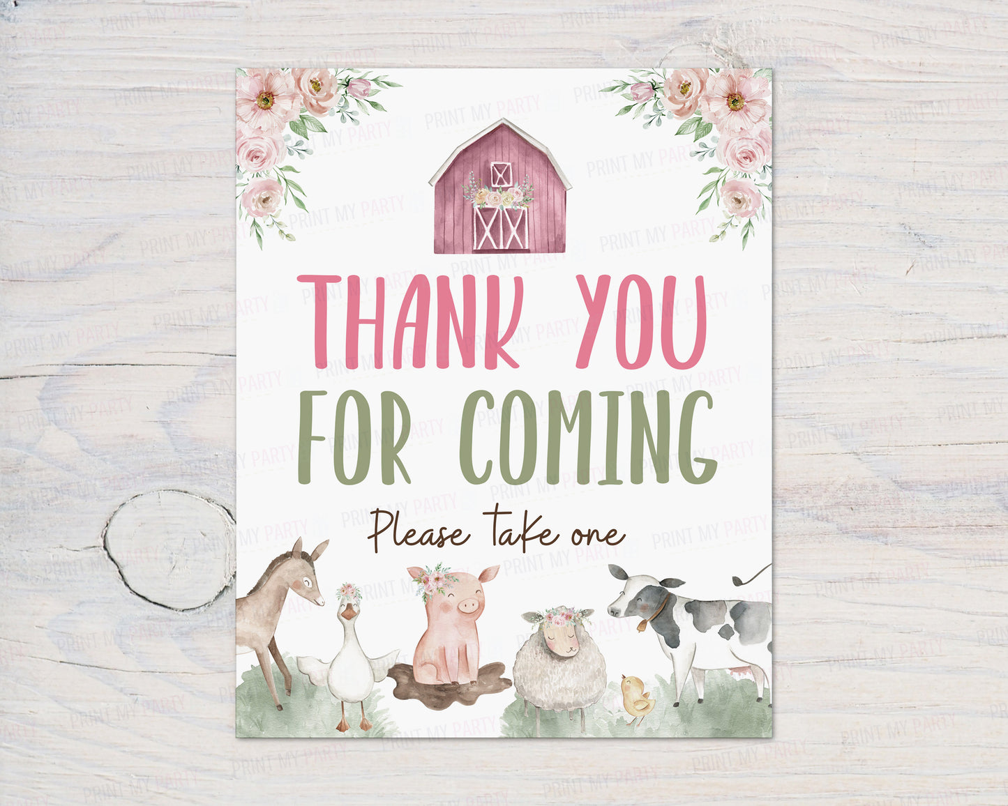 Thank You For Coming Sign | Girl Farm Party Decorations - 11B