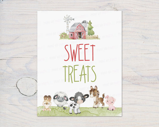 Sweet Treats Sign Printable | Farm Party Table Decoration - 11C1