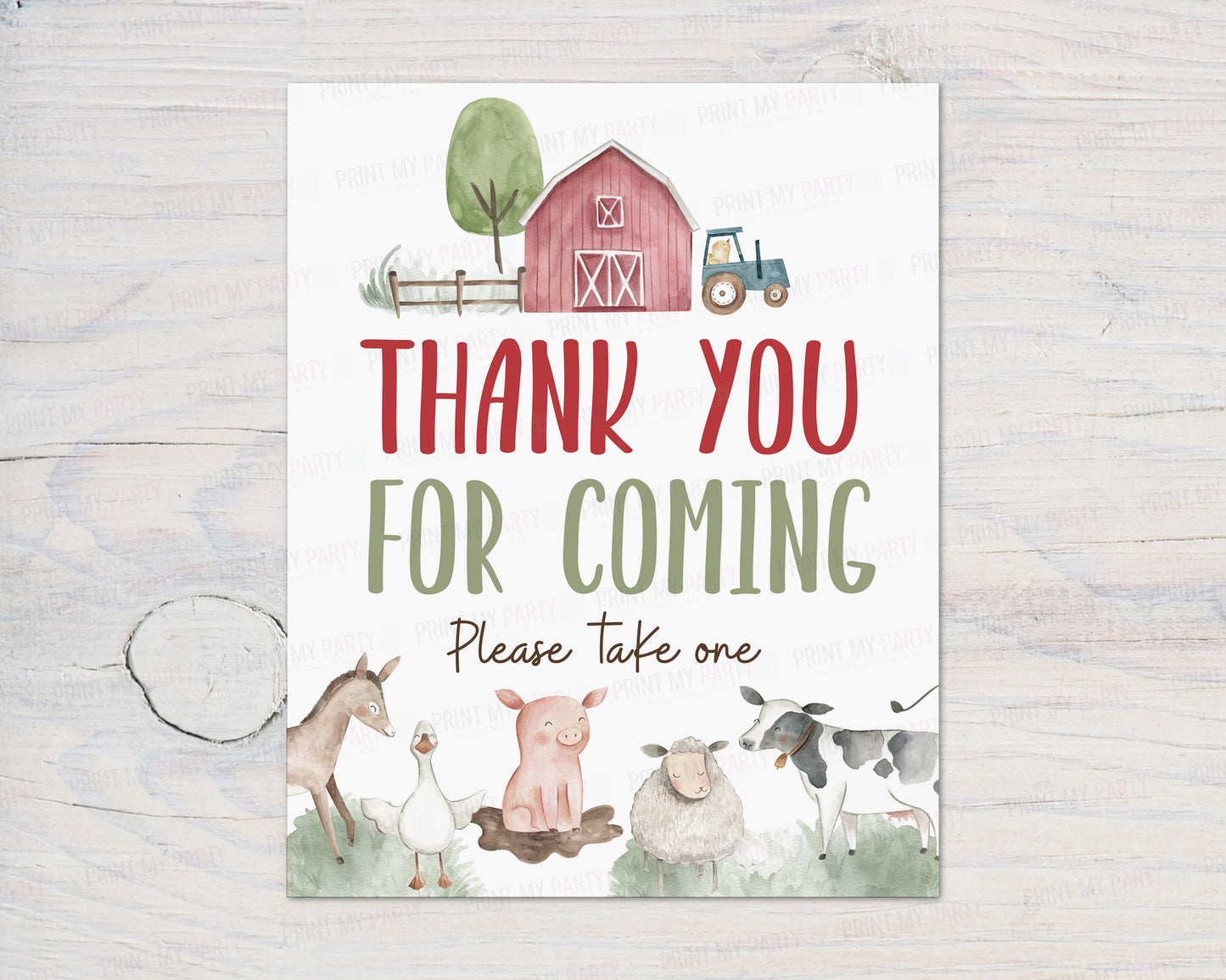 Thank You For Coming Sign | Farm Party Decorations - 11B