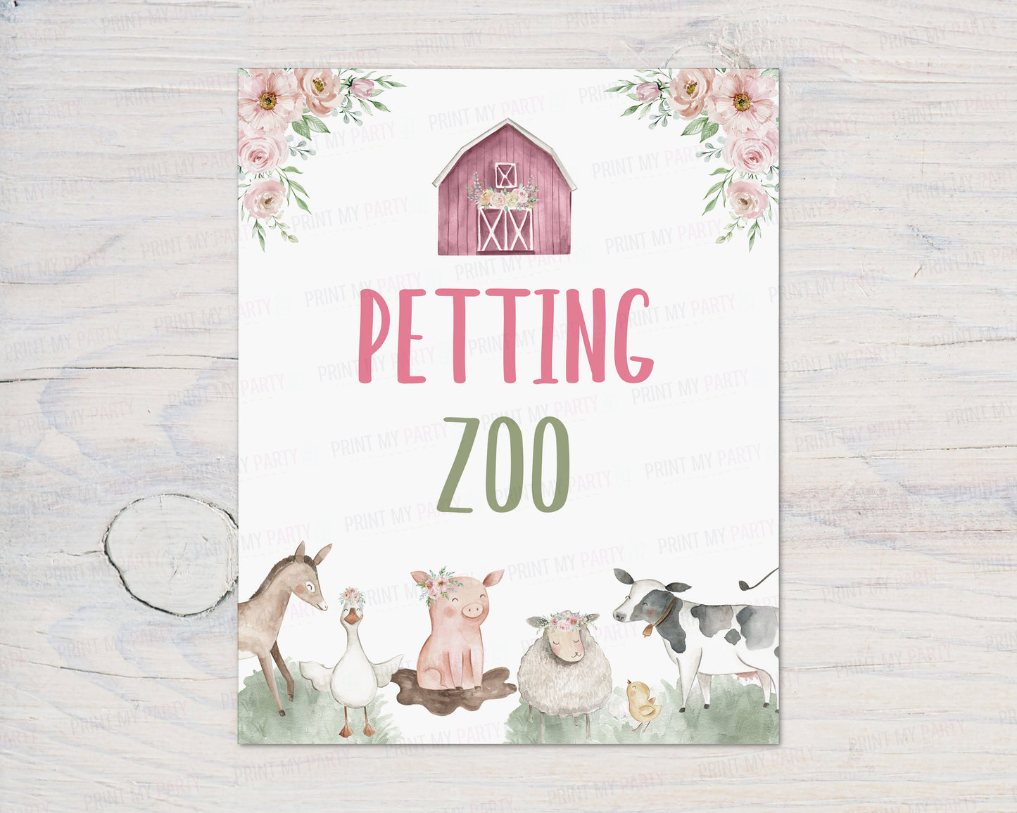 Petting Zoo Sign | Girl Farm Party Decorations - 11B