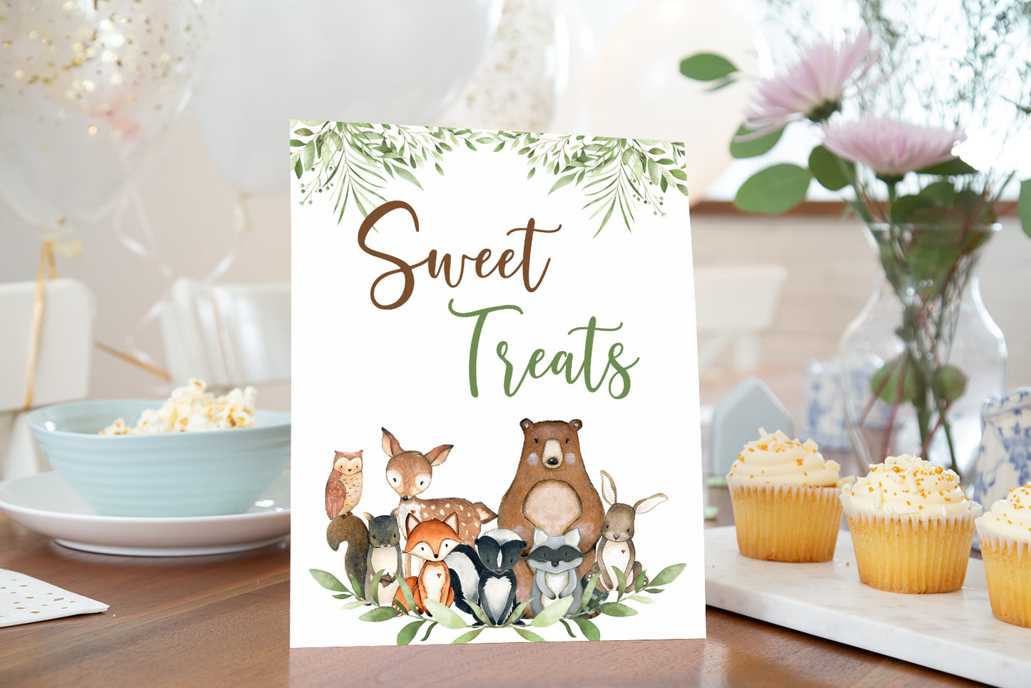 Woodland Sweet Treats Sign | Forest Animals Party Decorations - 47J0