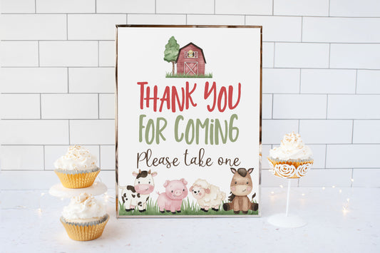 Thank You For Coming Sign Printable | Farm Party Table Decoration - 11A