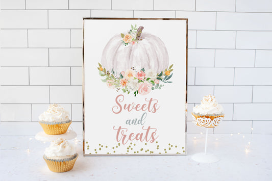 Pumpkin Sweets and Treats Sign | Pumpkin theme Party Table Decoration - 30H