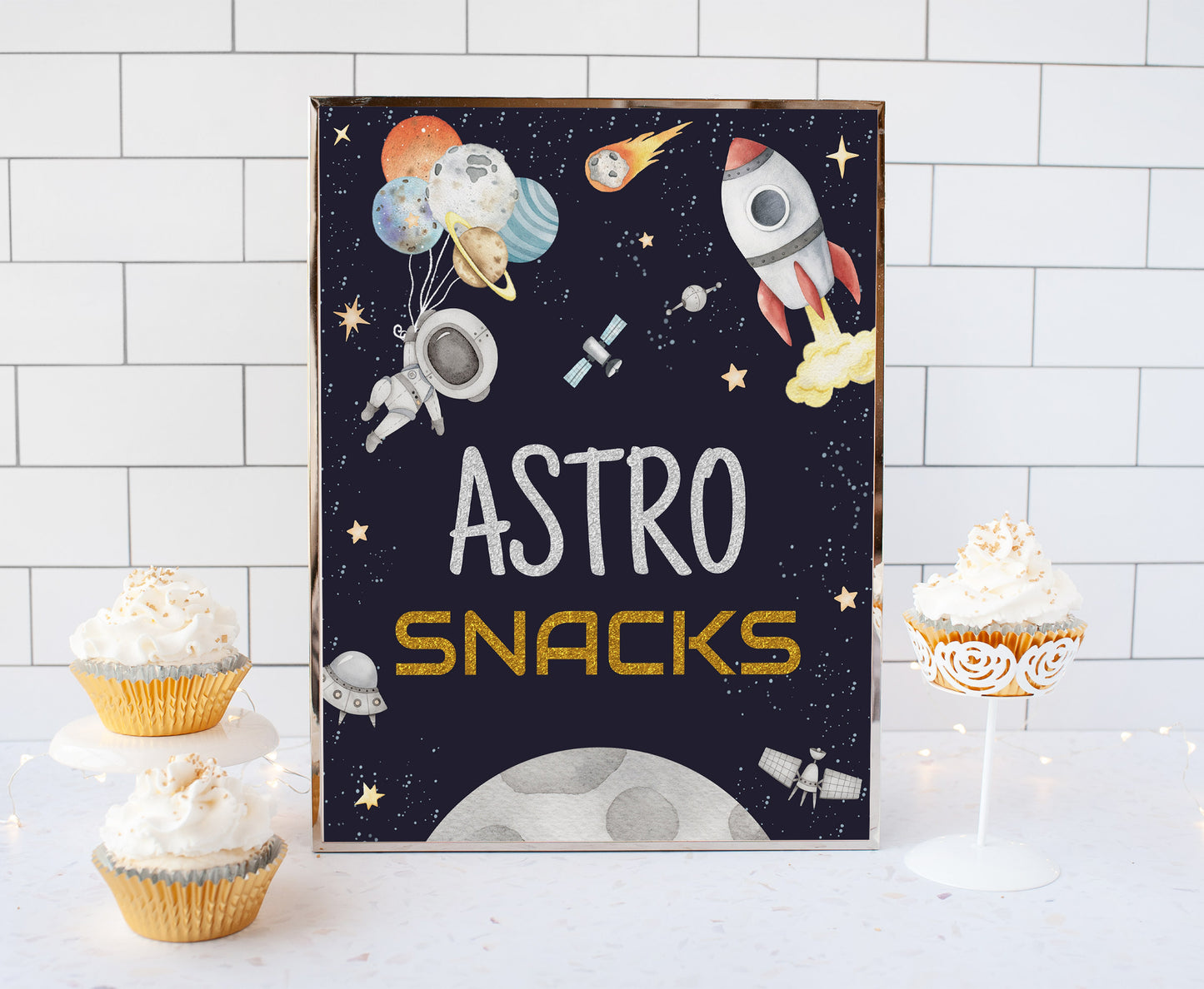 Astro Snacks Sign | Space Themed Party Table Decorations - 39C