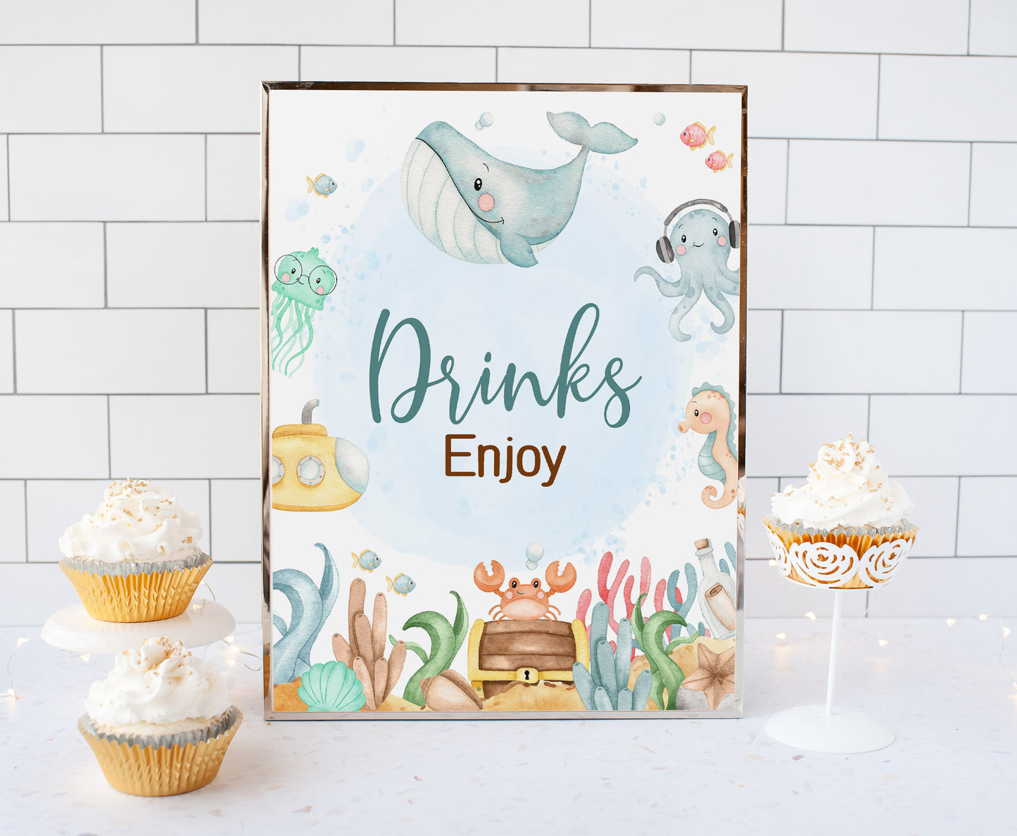 Under the Sea Drinks Sign | Ocean Themed Party Table Decorations - 44A
